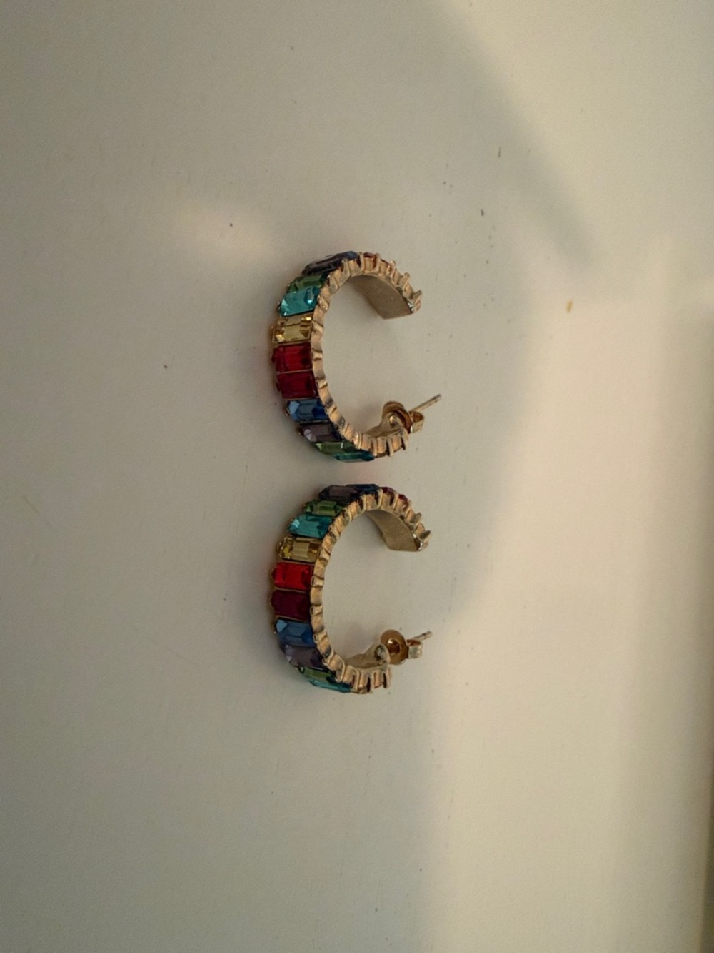 BaubleBar Gold Hoop Earrings with Multicolor Gemstones